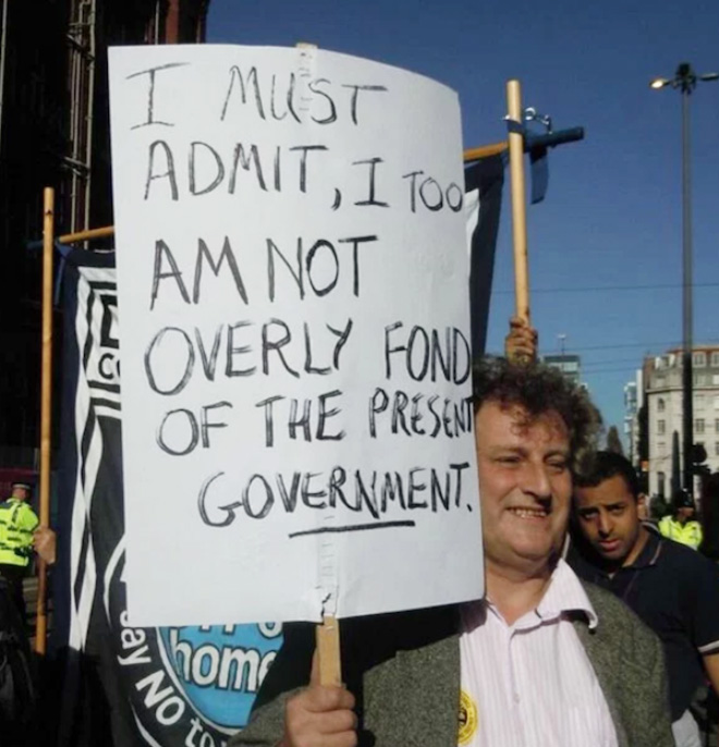 Hilariously polite protest sign.