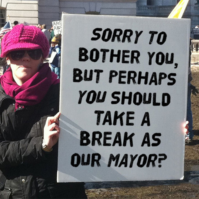 Hilariously polite protest sign.
