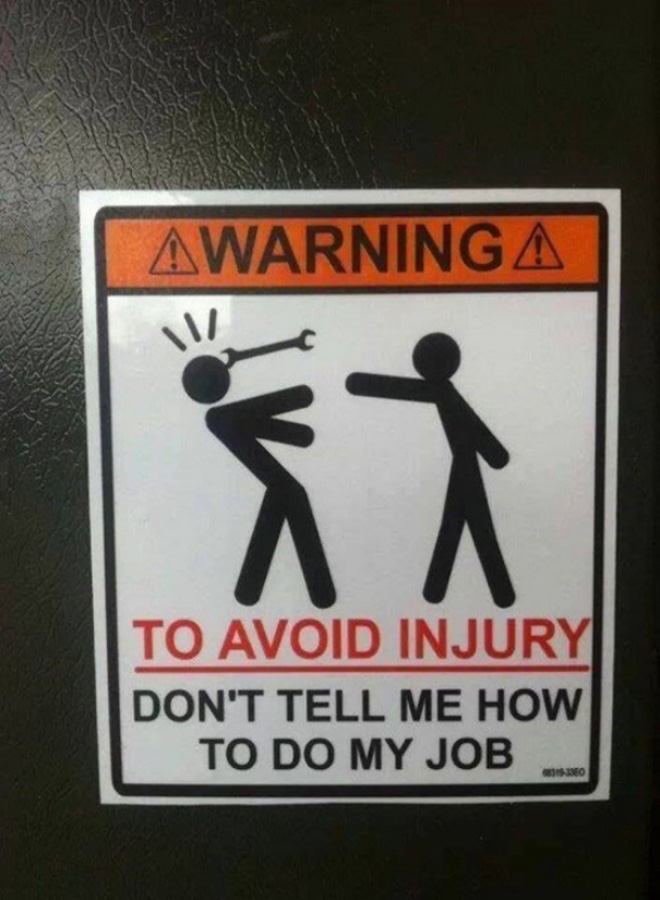 Hilariously threatening warning sign.