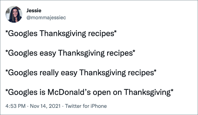 Thanksgiving recipes.