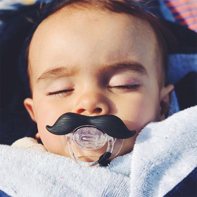 Mustache pacifier.