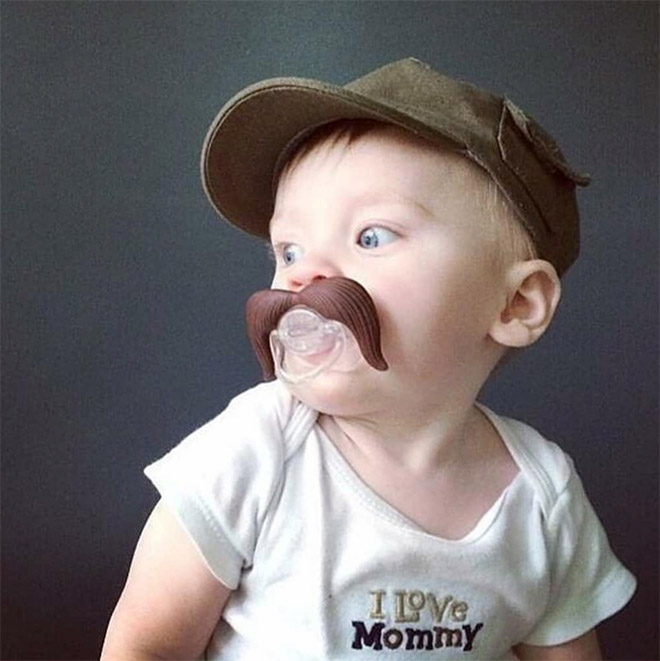 Mustache pacifier.