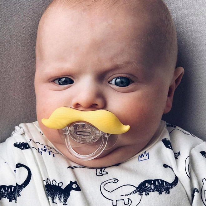 Mustache pacifier.