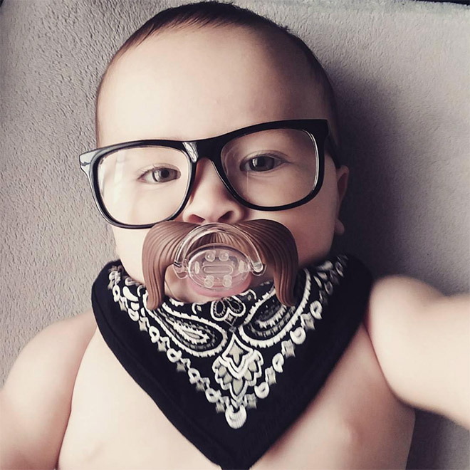 Mustache pacifier.