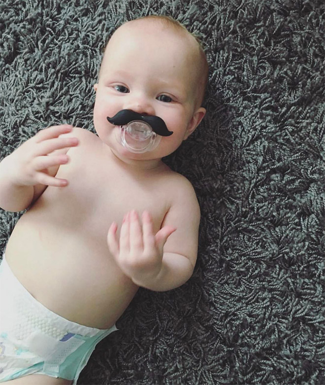 Mustache pacifier.