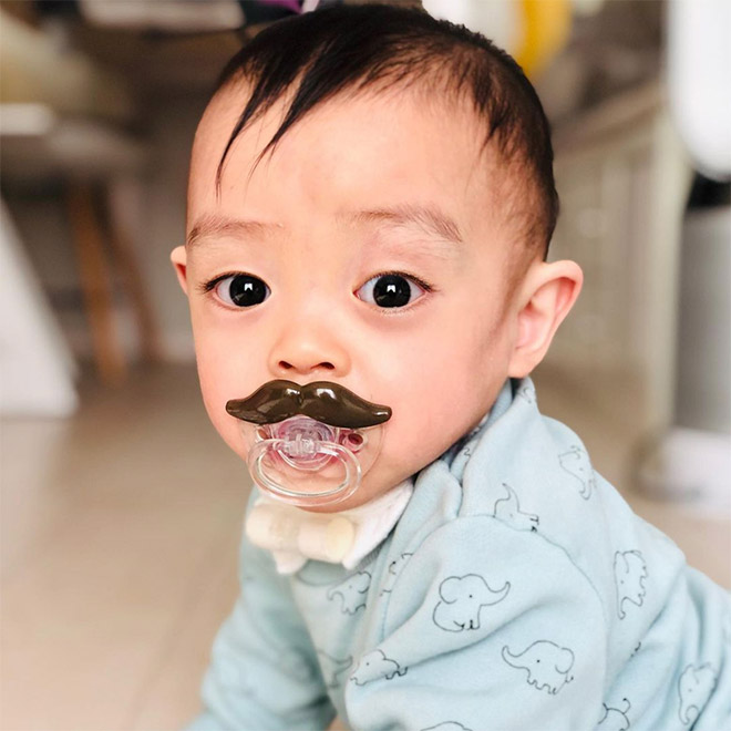 Mustache pacifier.