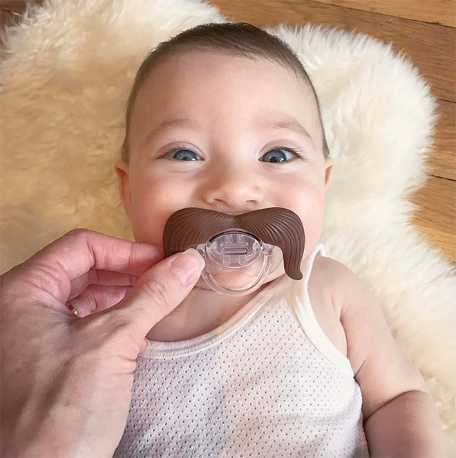 Mustache pacifier.