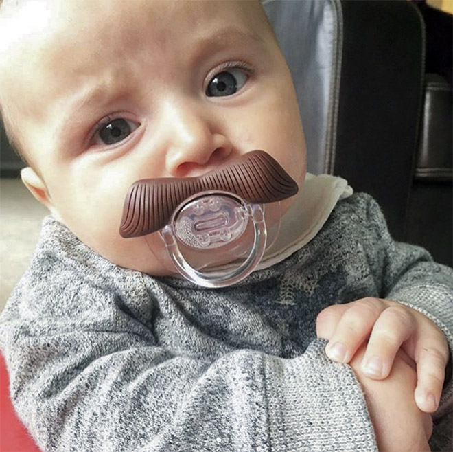 Mustache pacifier.