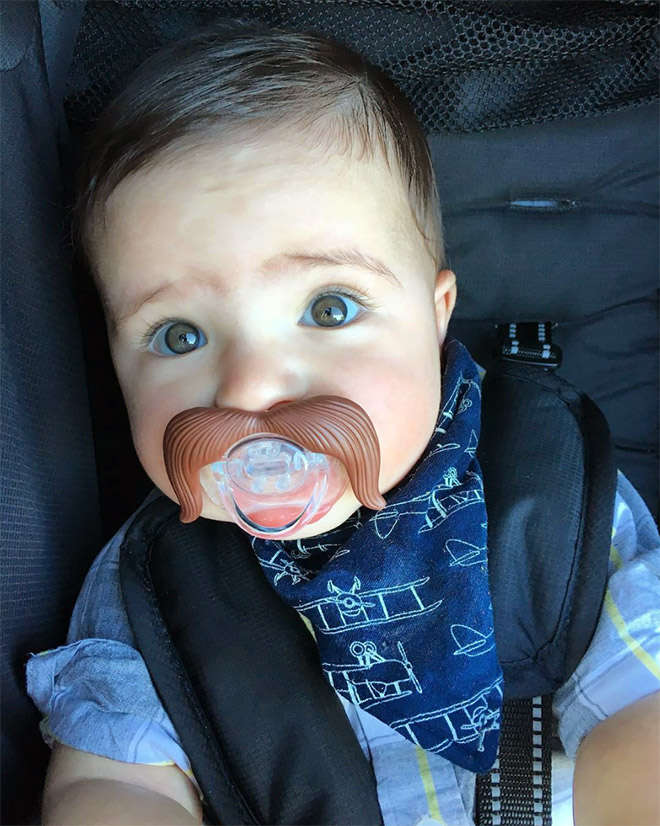 Mustache pacifier.