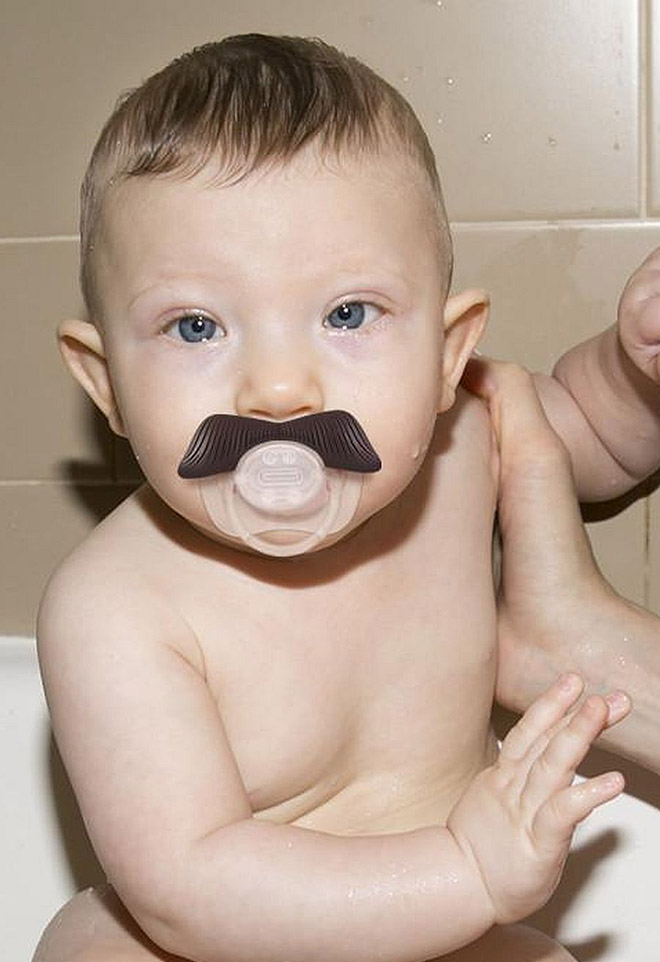 Mustache pacifier.