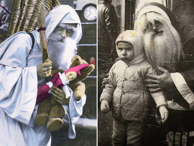 Creepy vintage Santas.