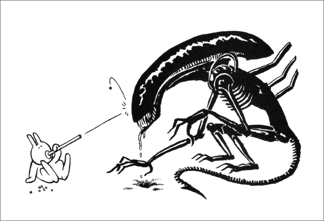 Bunny vs. Alien.