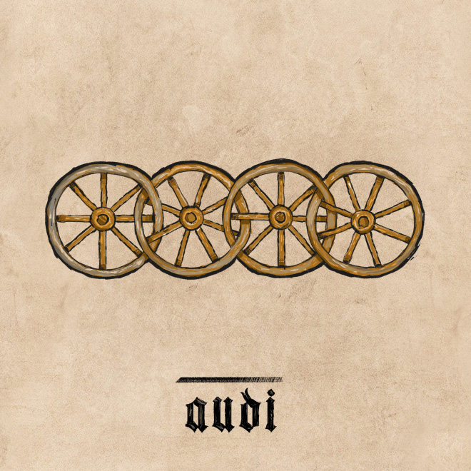 Logo recreated in medieval-style.