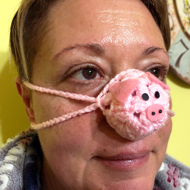 Pig nose warmer.