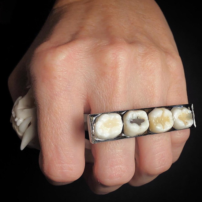 Human teeth jewelry.