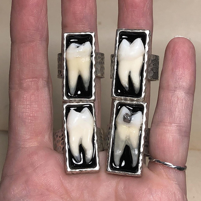 Human teeth jewelry.