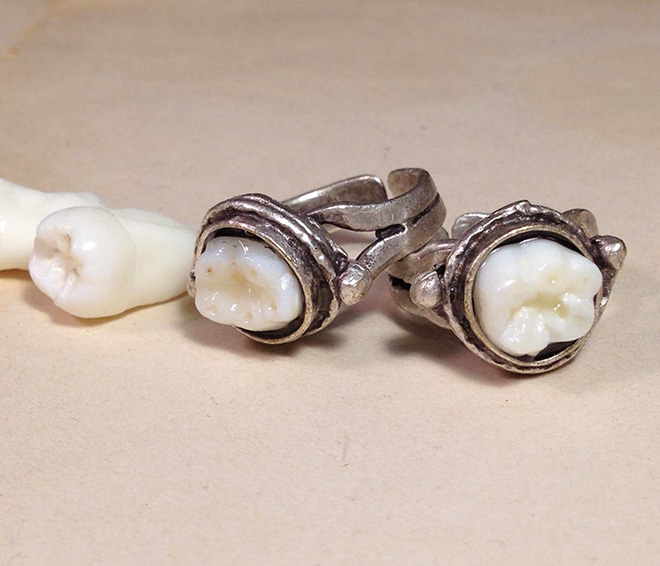 Human teeth jewelry.