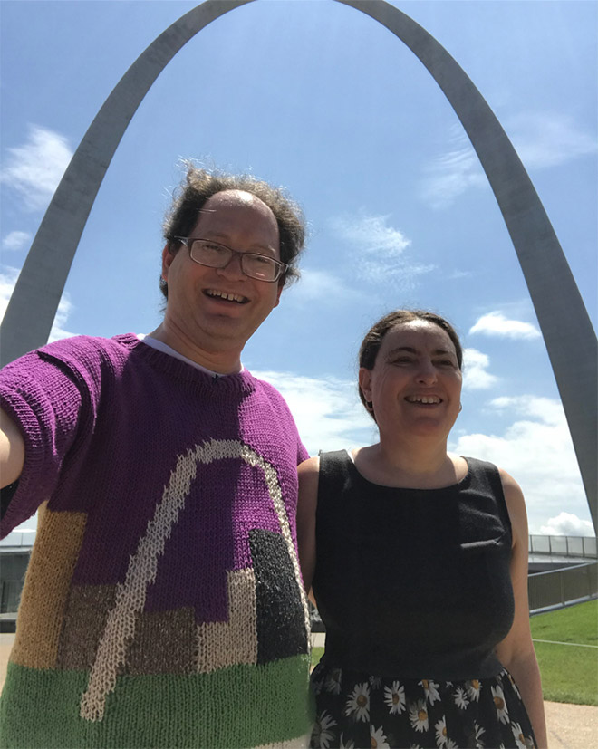 This guy wears matching sweater to the place he visits.