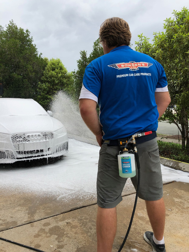 Crotch cannon car washing.