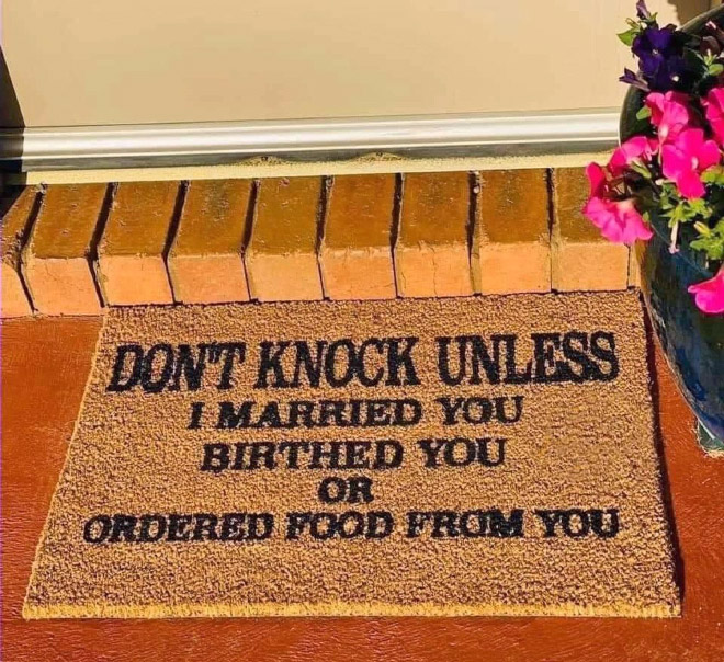 Funny door mat.