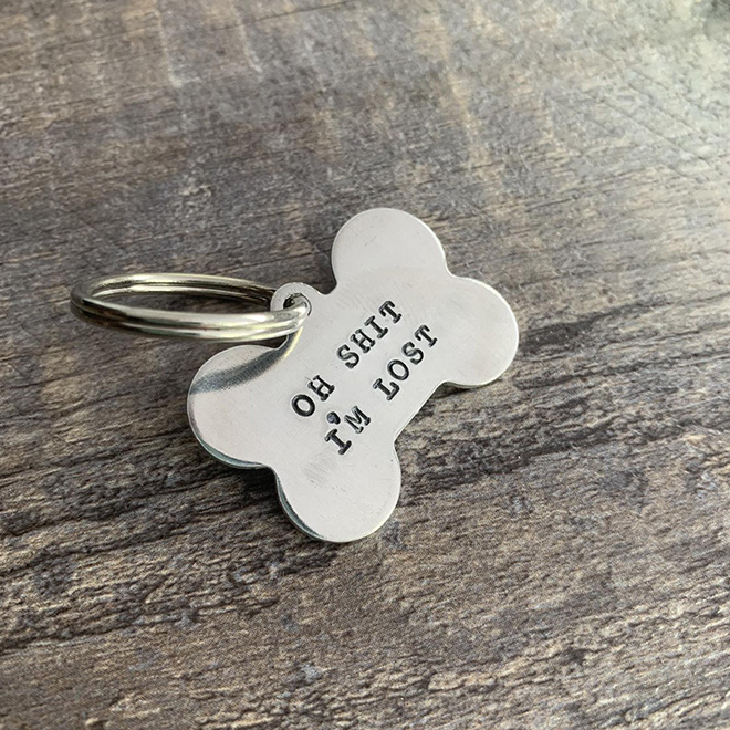 Funny dog tag.