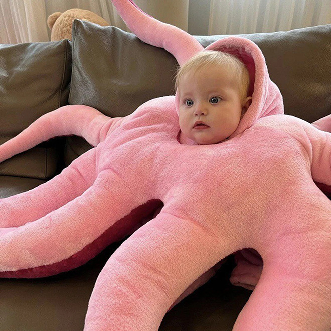 Octopus onesie for a baby.