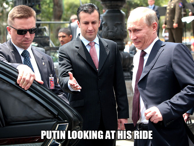 Putin looking at his ride.