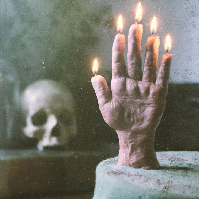 Human hand candle.
