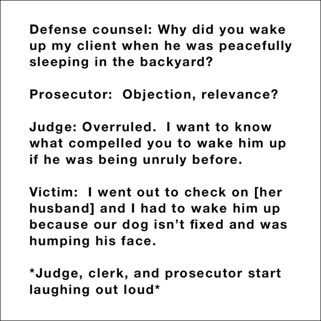 Funny overheard courthouse conversation.