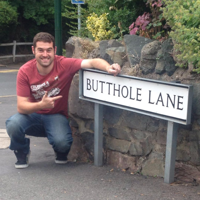Butthole Lane in Shepshed, Loughborough, UK.
