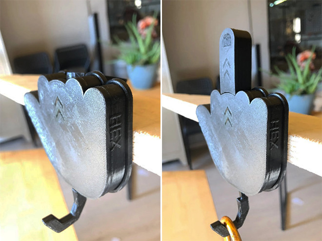3D printed middle finger key holder.