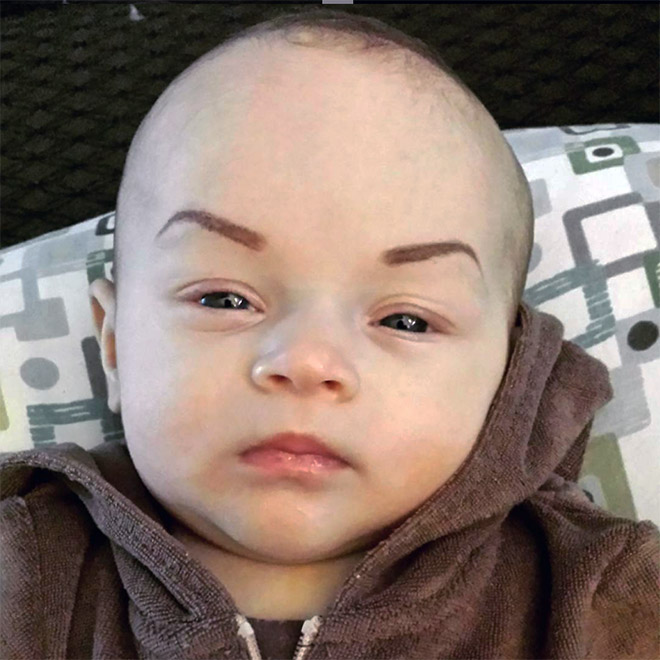 Babies with makeup eyebrows? Brilliant idea!