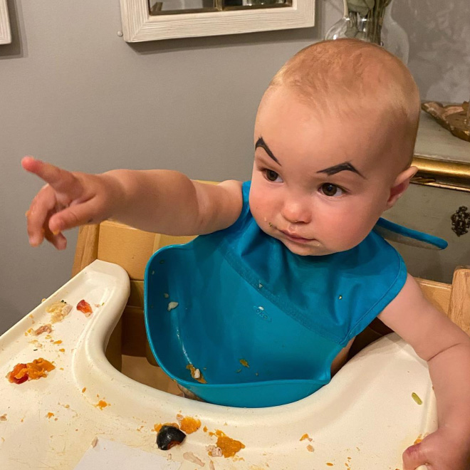 Babies with makeup eyebrows? Brilliant idea!