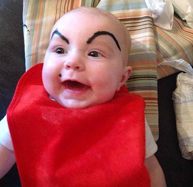 Babies with makeup eyebrows? Brilliant idea!