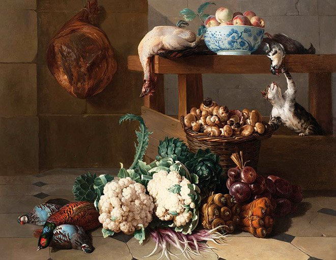 Pantry With Artichokes, Cauliflowers And a Basket of Mushrooms by Alexandre-François Desportes, 1724