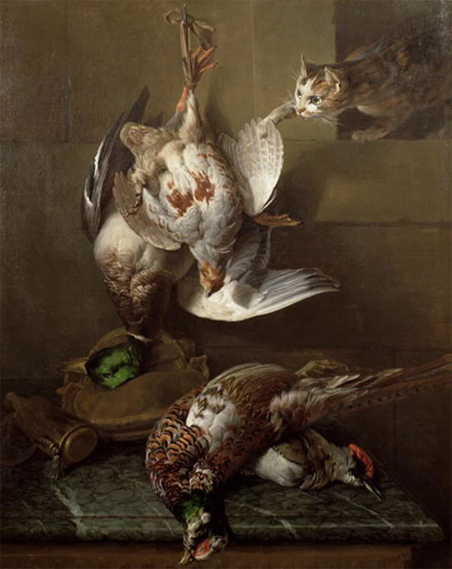 A Cat Attacking Dead Game by Alexandre-François Desportes, 18th century