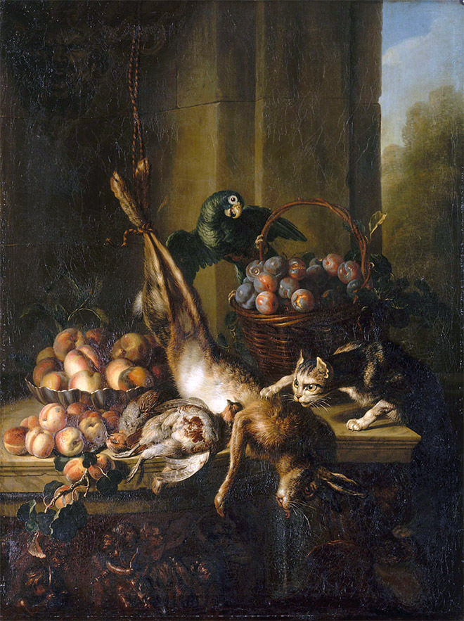 Still Life With Parrot And Dead Hare by Alexandre-François Desportes, 18th century