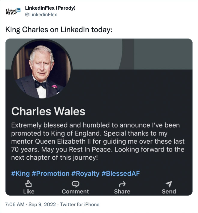 King Charles on LinkedIn today: