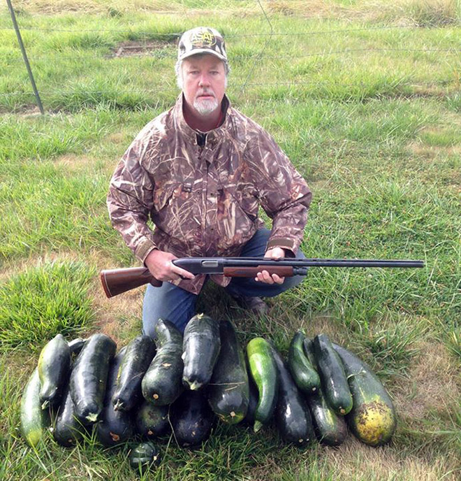 Vegan hunter posing with his trophies.