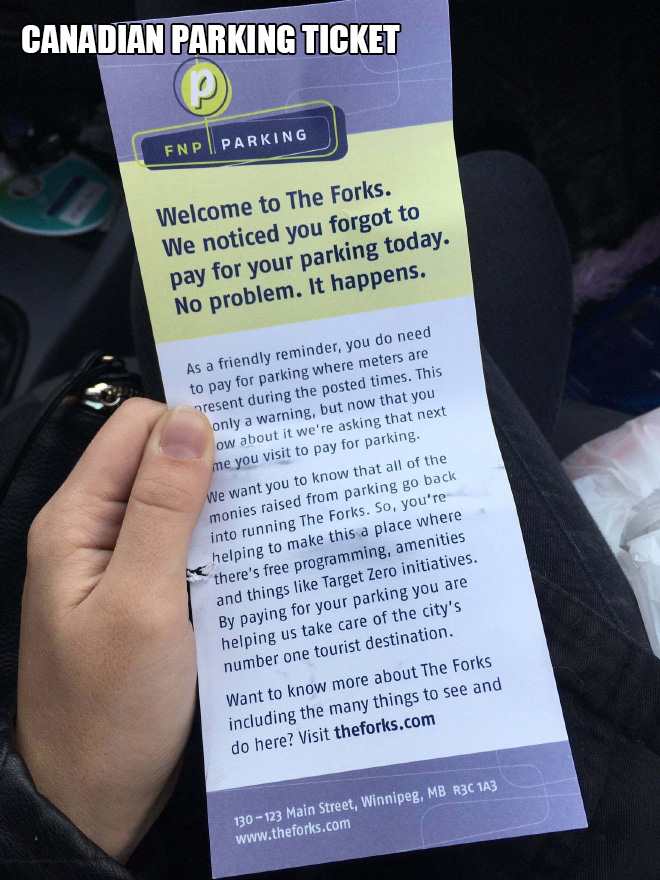 Canadian parking ticket.
