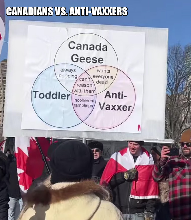 Canadians vs. anti-vaxxers.