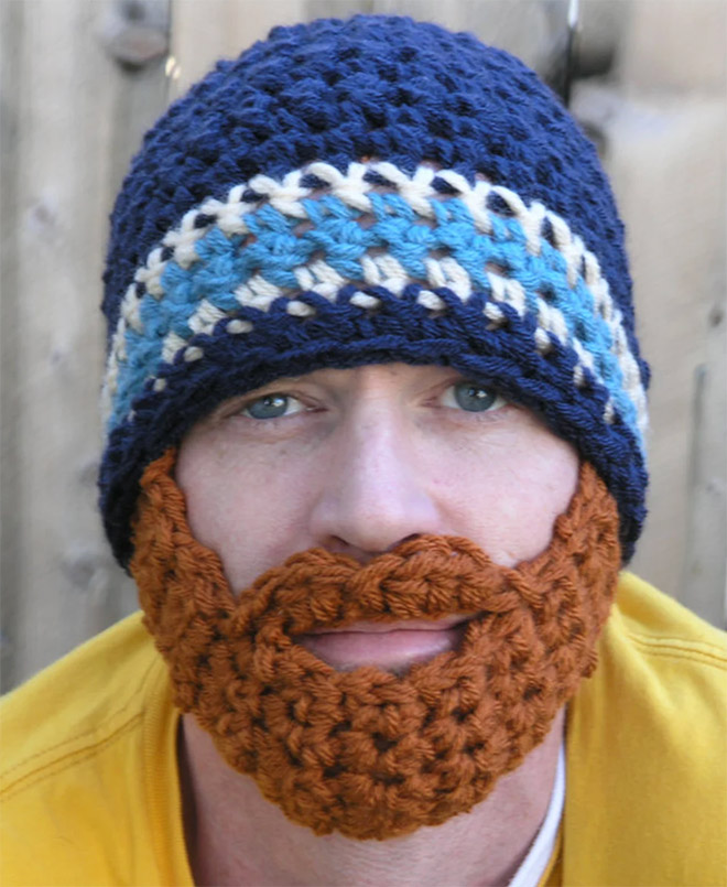 Crocheted ginger beard.