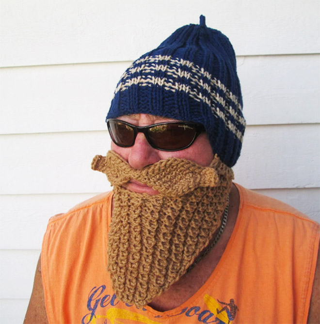 Crocheted biker beard.