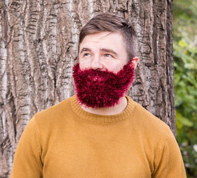Red crocheted beard.