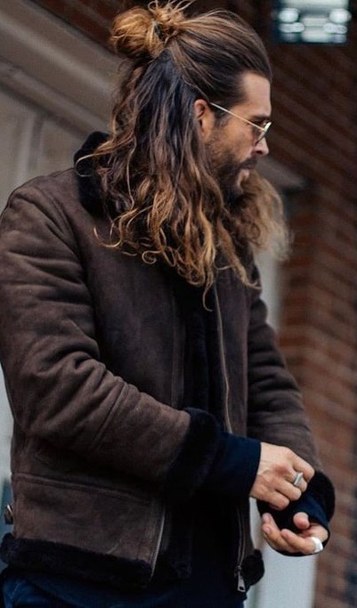 Half Bun. - Mens Long Hair Hairstyles