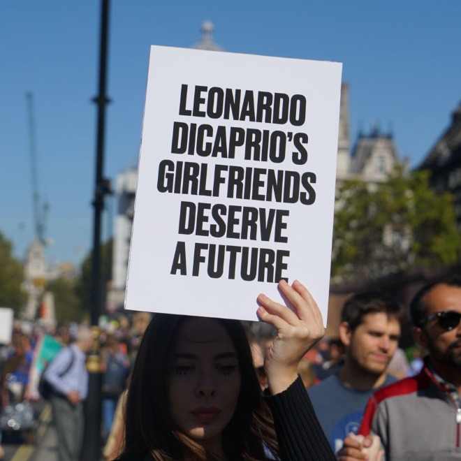 Protest sign against climate change.