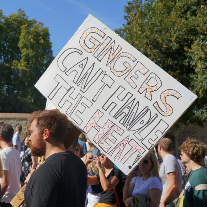 Protest sign against climate change.