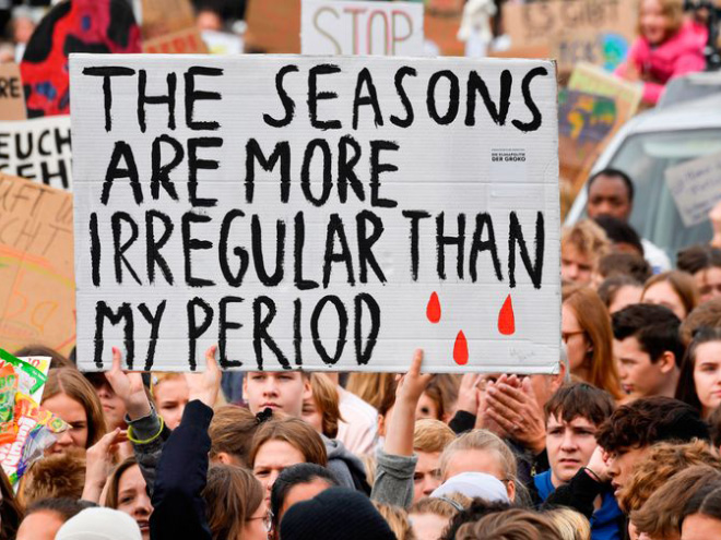 Protest sign against climate change.