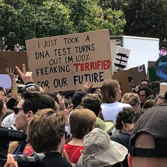 Protest sign against climate change.