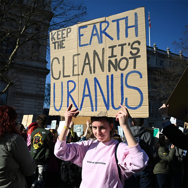 Protest sign against climate change.